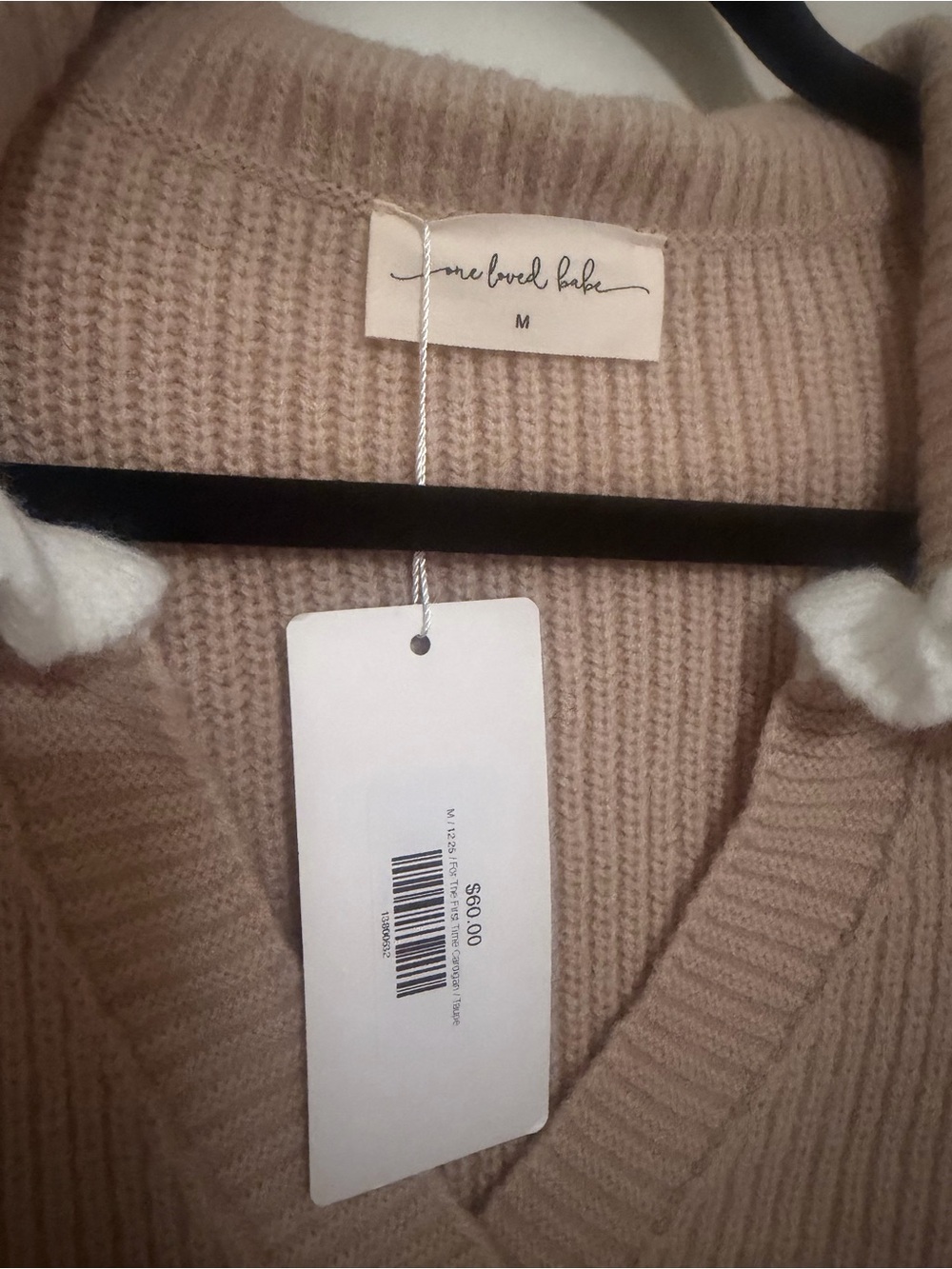 Beige Ruffle-Trim Knit Cardigan - Picture 2 of 4